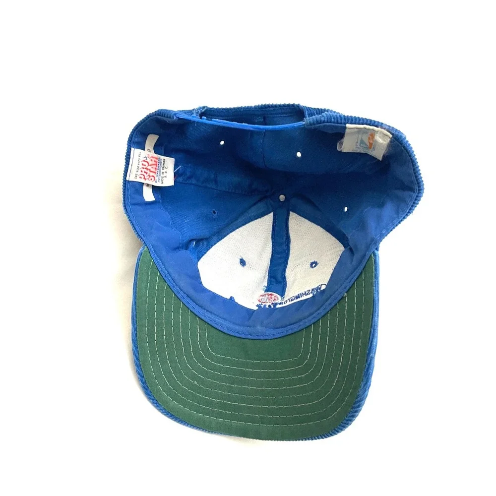 Vintage Washingon Bullets Corduroy Snapback Hat Cap Blue Pro Star NBA 90s